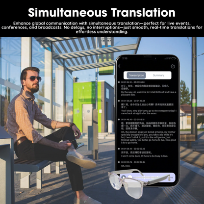 AI Translation Glasses 118 Languages Bluetooth Real Time Smart Glasses with Magnetic Lens Smart Music Glasses Translator Glasses